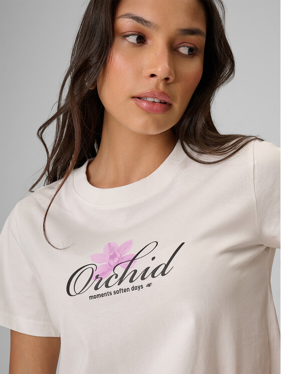 4F 4F T-Shirt TROPIC ORCHID Biały Regular Fit