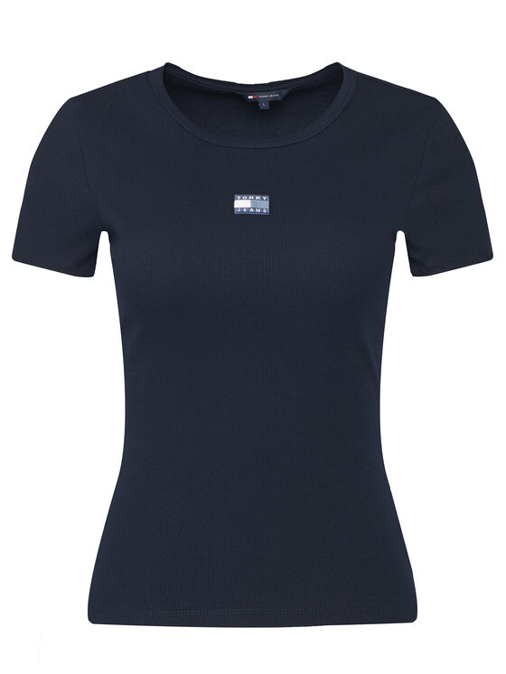 Tommy Jeans Tommy Jeans Marškinėliai Badge DW0DW17881 Tamsiai mėlyna Slim Fit