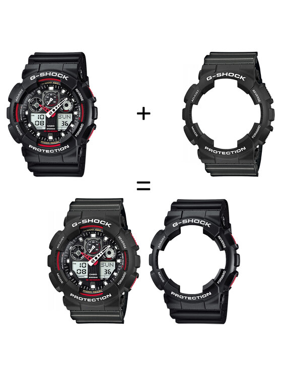 Casio Casio Zegarek SET GA-100-1A4ER + BEZEL 10508136 + PASEK 10467764 Czarny