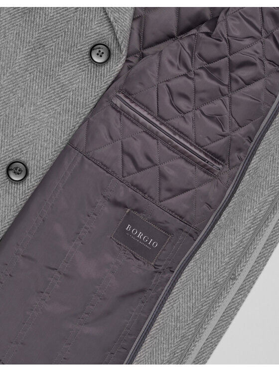 Borgio Borgio Płaszcz wełniany serre_sz Szary Slim Fit