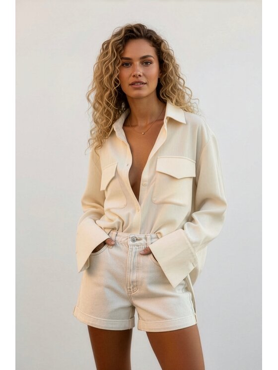 Hottie Hot Hottie Hot Πουκάμισο MOSSA Εκρού Oversize