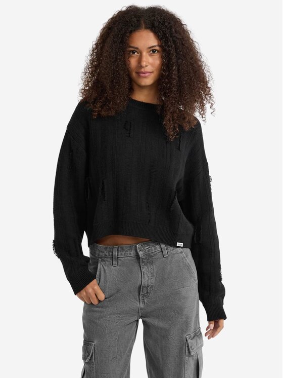 Guess Guess Πουλόβερ go distressed sweater Μαύρο Regular Fit