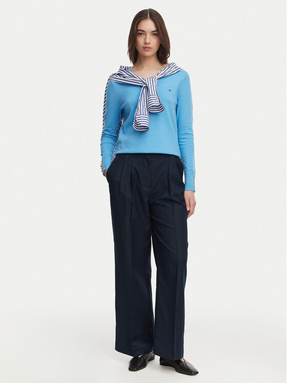 Tommy Hilfiger Tommy Hilfiger Spodnie materiałowe WW0WW48884 Granatowy Wide Leg