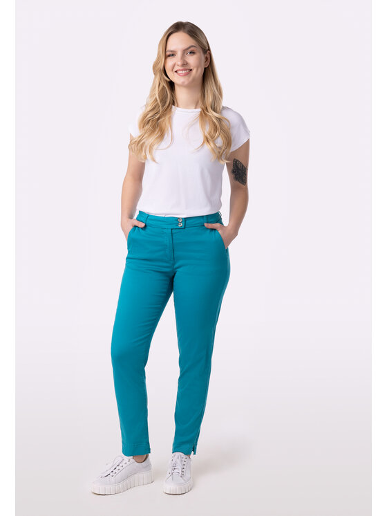 QUIOSQUE QUIOSQUE Kalhoty z materiálu QUIOSQUE 3OM003804 Modrá Regular Fit
