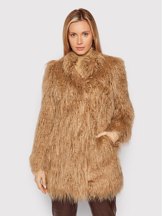 Guess Guess Кожено палто Maurizia W1BL50 WE9M0 Кафяв Regular Fit