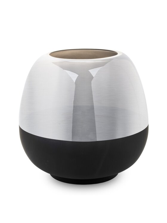 MIAhome MIAhome Wazon szklany czarno-srebrny 23x20 cm PALLAS Srebrny