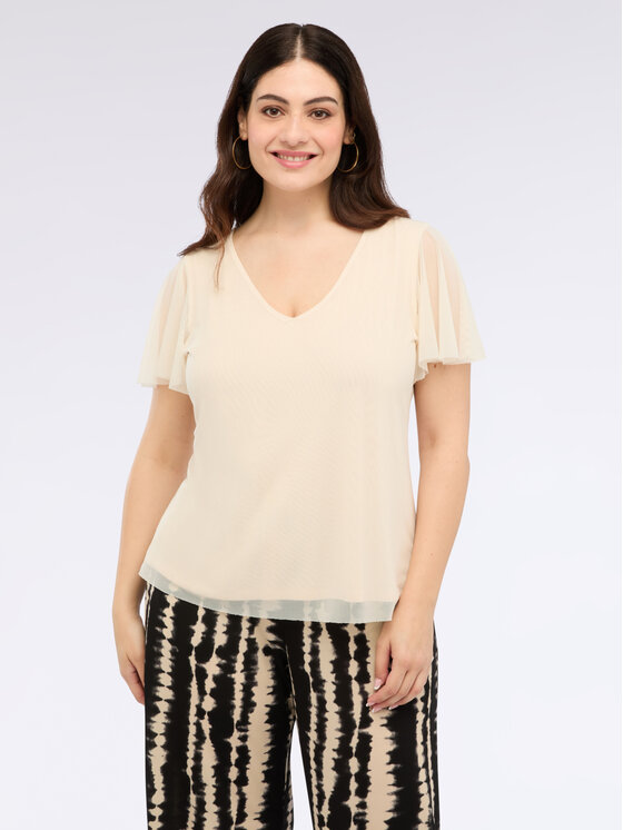 Fiorella Rubino Fiorella Rubino T-shirt G01VL008825N011 Crema Regular Fit