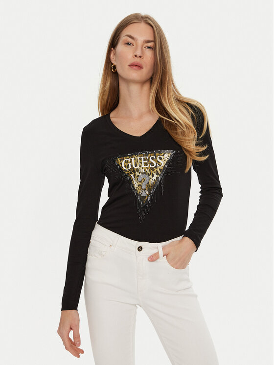 Guess Guess Μπλουζάκι W4BI28 J1314 Μαύρο Regular Fit