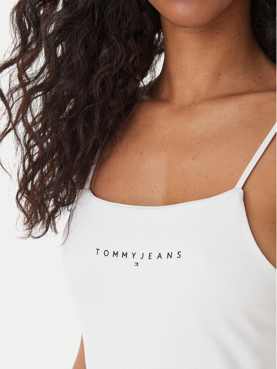 Tommy Jeans Tommy Jeans Ежедневна рокля Linear DW0DW22338 Бял Slim Fit