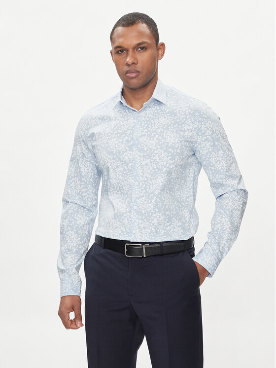 Calvin Klein Calvin Klein Košeľa Floral Print K10K112610 Modrá Slim Fit