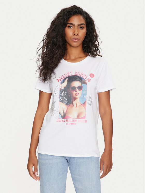 Guess T sark Ss Malibu Girl Easy W4GI54 K9RM1 Valge Regular Fit Modivo.ee