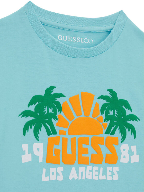 Guess Guess T-krekls N6GI09 K8HM4 Gaiši zila Regular Fit