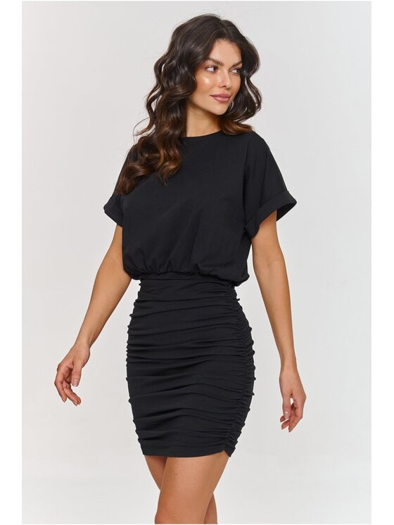 Makadamia Makadamia Sukienka codzienna M877 Czarny Standard Fit