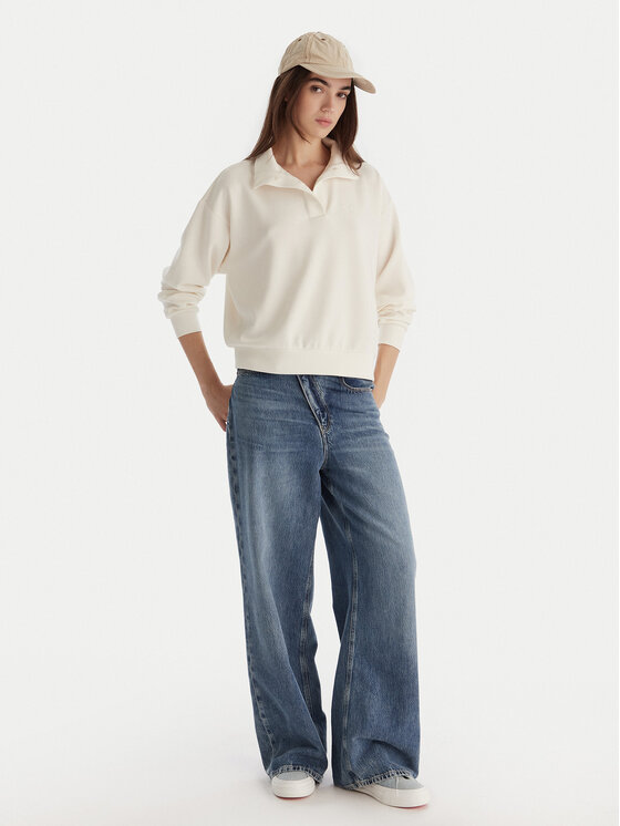 Roxy Roxy Суитшърт Rise & Vibe Sweet Fleece ERJFT05012 Бял Relaxed Fit