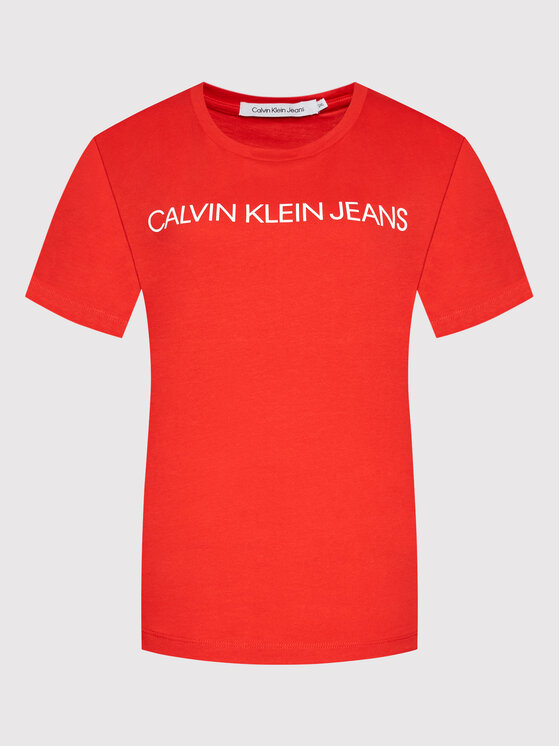 Calvin Klein Jeans Plus Marškinėliai J20J217531 Raudona Slim Fit