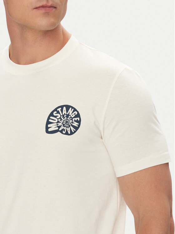 Mustang Mustang T-Shirt Austin 1016489 Εκρού Regular Fit