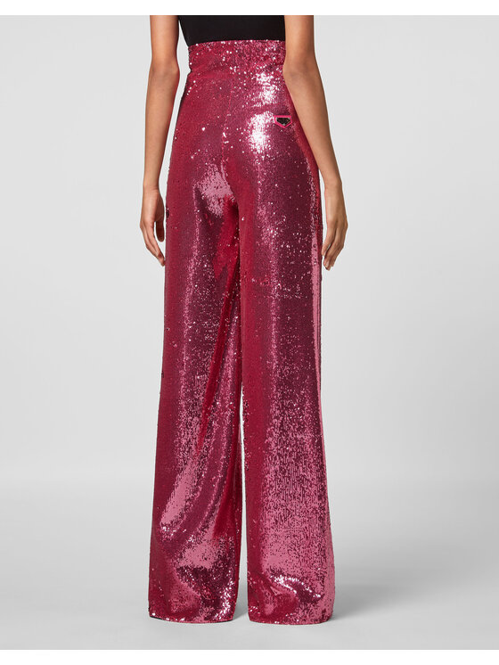 PHILIPP PLEIN PHILIPP PLEIN Spodnie materiałowe 4273 Różowy Flare Fit