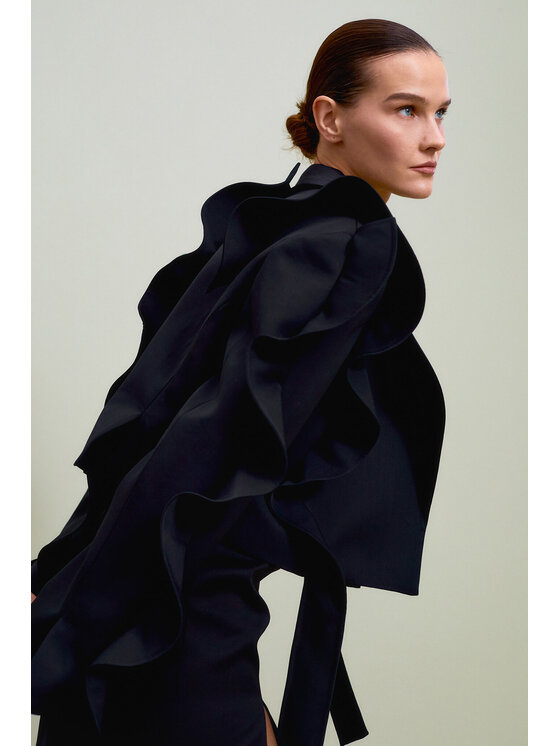 Epuzer Epuzer Marynarka Ruffled wool Czarny Standard Fit