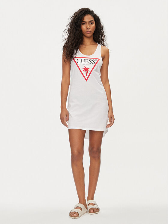 Guess Guess Φόρεμα καλοκαιρινό E3GP03 JA914 Λευκό Slim Fit