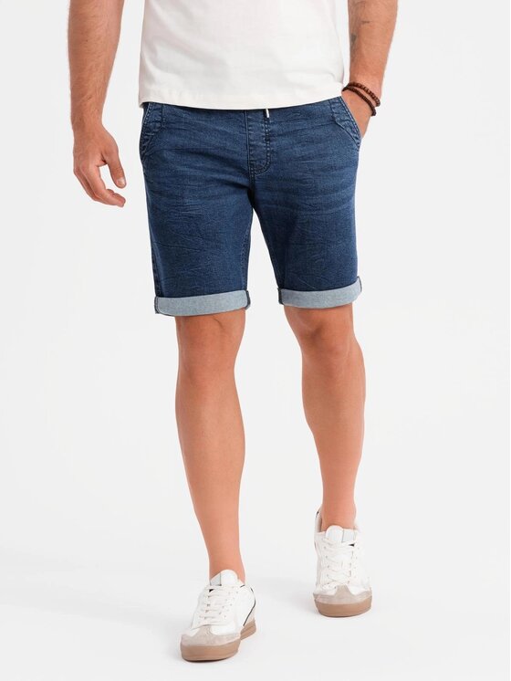 Ombre Ombre Szorty jeansowe OM-SRDS-0161 Niebieski Regular Fit