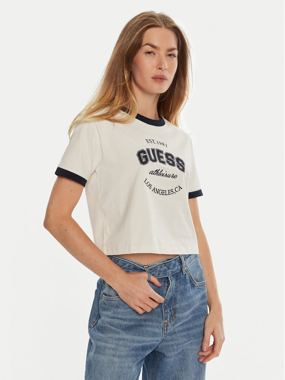 Guess T-shirt V4BI08 K8FQ4 Bijela Boxy Fit