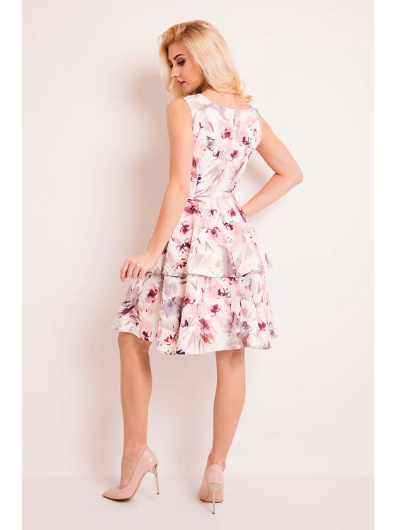 Awama Awama Sukienka koktajlowa L040 Kolorowy Basic Fit