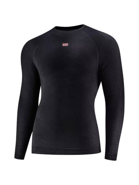 Brubeck Brubeck Bluza LS1733M Merino Wool Czarny Regular Fit