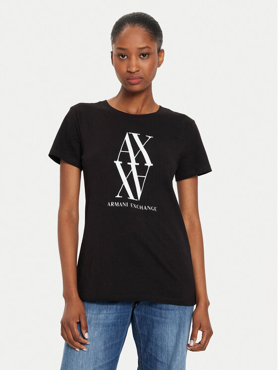 Armani Exchange T-krekls 6DYT04 YJG3Z 1200 Melns Regular Fit