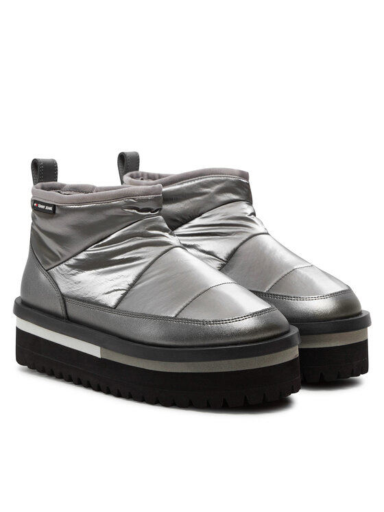 Tommy Jeans Tommy Jeans Hótaposó Tjw Nylon Flatform Boot Wl EN0EN02689 Ezüst