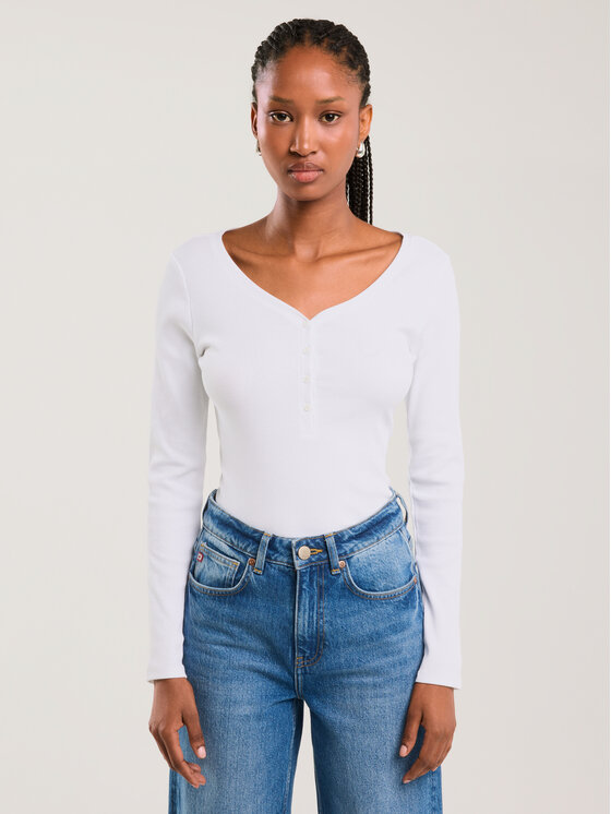 BIG STAR BIG STAR Longsleeve NATHALIE Biały Slim Fit