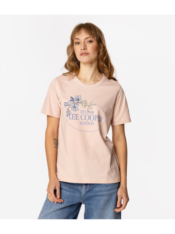 Lee Cooper Lee Cooper T-Shirt BLUE FLOWERS 1160 Różowy Regular Fit