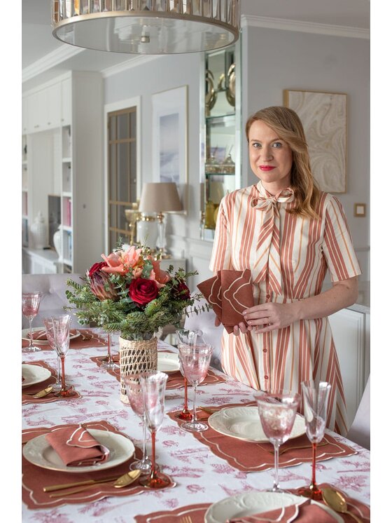 Roseberry Home Roseberry Home Obrus Toile de Jouy Red Forest Czerwony