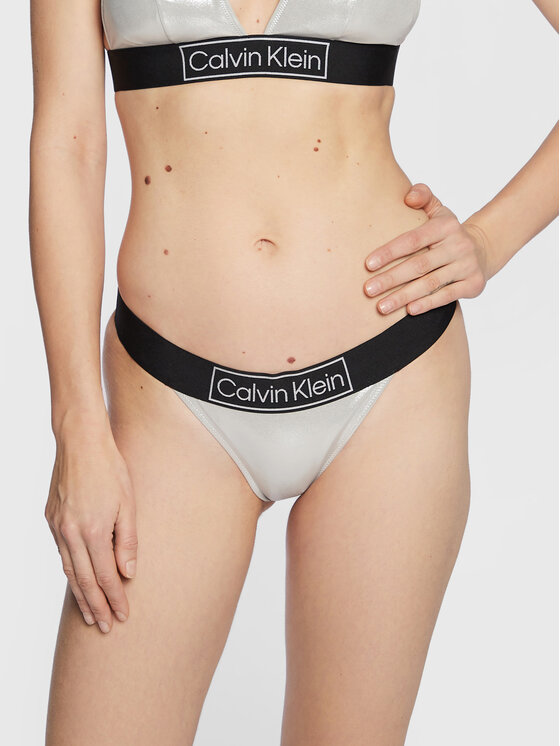 Calvin Klein Swimwear Bikini apakšdaļa KW0KW01950 Sudraba