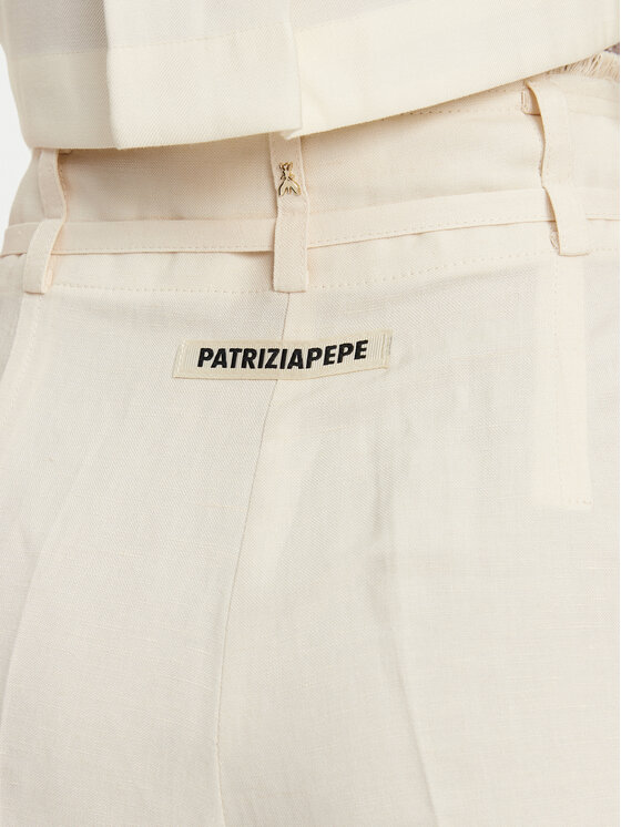 Patrizia Pepe Patrizia Pepe Kalhoty z materiálu 2P1659 A052 B823 Écru Regular Fit