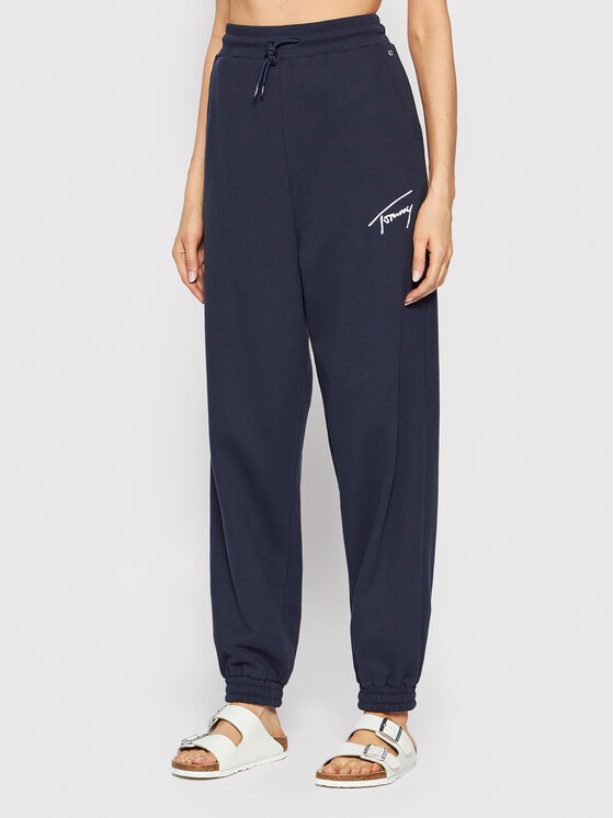 Tommy Jeans Tommy Jeans Spodnie dresowe Signature DW0DW11886 Granatowy Relaxed Fit