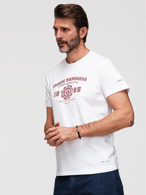 Ombre Ombre T-Shirt OM-TSPT-0269 Biały Regular Fit