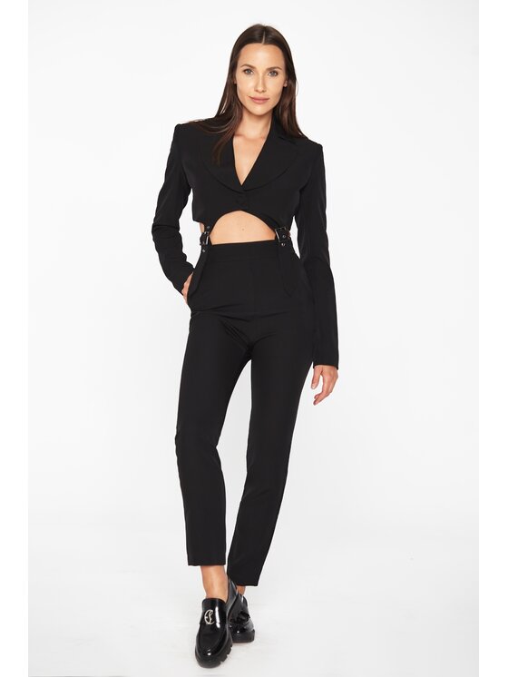MANDRAGORA MANDRAGORA Kalhoty z materiálu feminity Černá Slim Fit