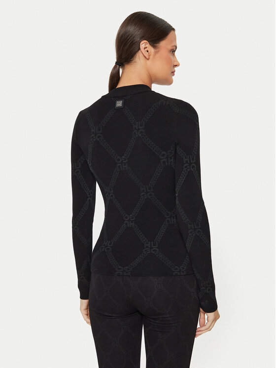 HUGO Hugo Džemper Sater 50518323 Crna Slim Fit