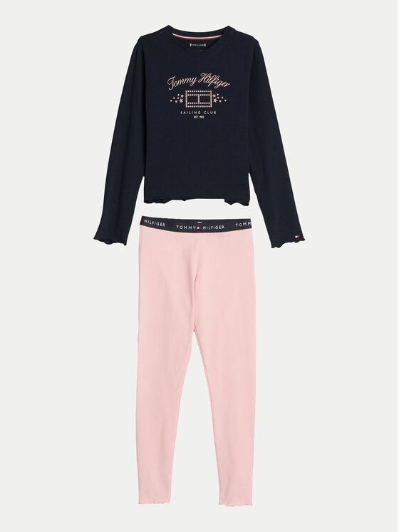 Tommy Hilfiger Tommy Hilfiger Komplet bluzka i legginsy Ls Pj Legging Set UG0UG00763 Granatowy Regular Fit