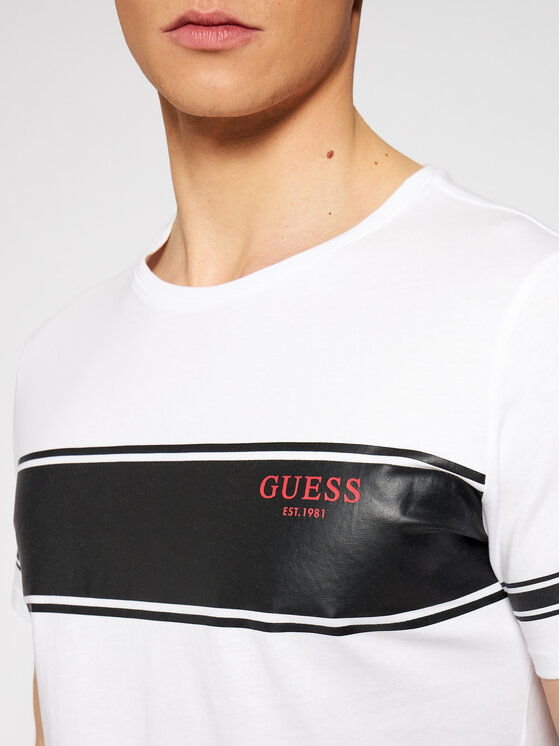 Guess Guess T-shirt Crew Neck Short Sleeve Tee M1RI56 K8HM0 Bianco Slim Fit
