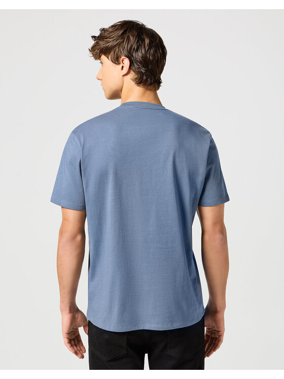 Wrangler Wrangler T-Shirt SIGN OFF TEE Niebieski Regular Fit
