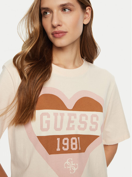 Guess Guess T-Shirt V5RI01 I3Z14 Écru Regular Fit