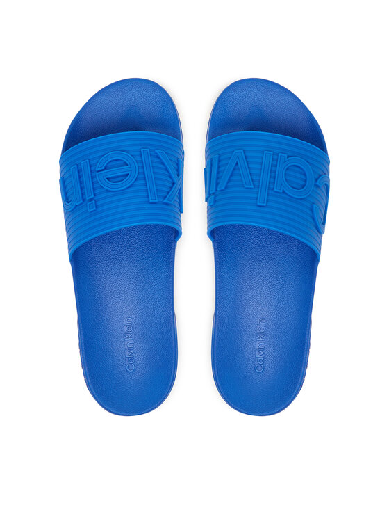 Calvin Klein Calvin Klein Klapki Nemo - Contoured Emblem Logo Sliders HM0HM02113 Niebieski