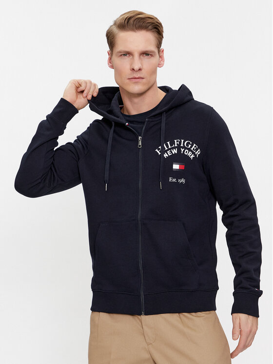 Tommy Hilfiger Džemperis ar kapuci Arched Varsity MW0MW33644 Tumši zils Regular Fit