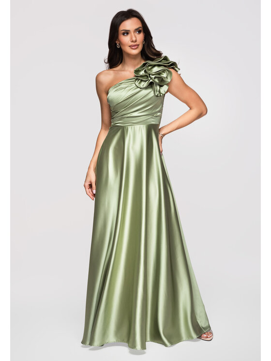 Ombre Ombre Sukienka wieczorowa LA-OM-DLR362 Zielony Regular Fit