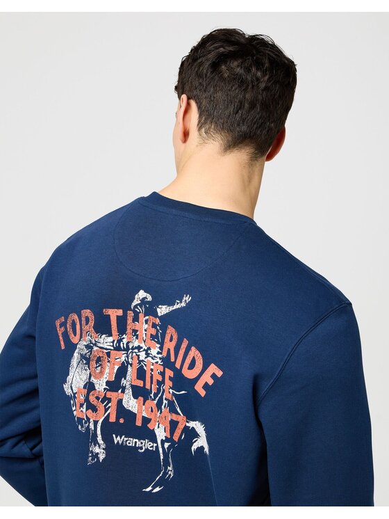 Wrangler Wrangler Bluza GRAPHIC CREW Niebieski Relaxed Fit