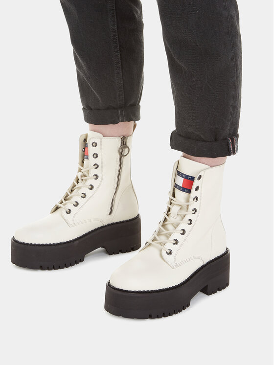 Tommy Jeans Tommy Jeans Botine Tjw Boot Zip Up EN0EN02305 Alb