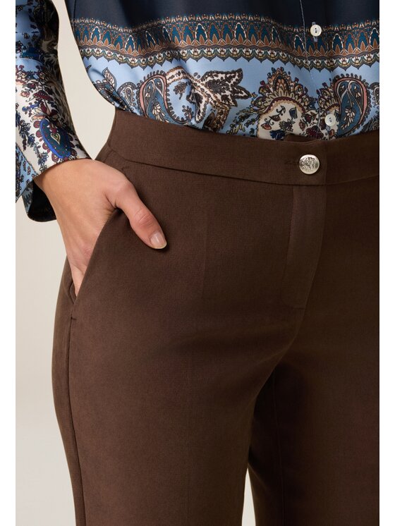 Oltre Oltre Spodnie materiałowe P011R009067N032 Brązowy Regular Fit