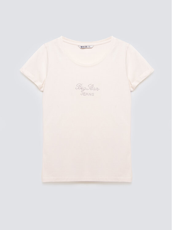 BIG STAR BIG STAR T-Shirt MALVINA Kremowy Basic Fit