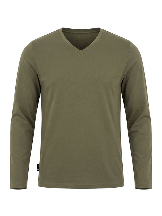 Ombre Ombre S dlouhým rukávem L171 Khaki Regular Fit